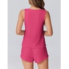 image:imageEkouaer 2 Pieces Womens Tank Top Pajamas Set Soft Sleepwear Sleeveless Cami and Shorts Summer Loungewear Pjs SetHot Pink