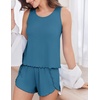 image:imageEkouaer 2 Pieces Womens Tank Top Pajamas Set Soft Sleepwear Sleeveless Cami and Shorts Summer Loungewear Pjs SetLake Blue