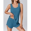 image:imageEkouaer 2 Pieces Womens Tank Top Pajamas Set Soft Sleepwear Sleeveless Cami and Shorts Summer Loungewear Pjs SetLake Blue