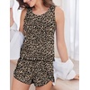 image:imageEkouaer 2 Pieces Womens Tank Top Pajamas Set Soft Sleepwear Sleeveless Cami and Shorts Summer Loungewear Pjs SetLeopard