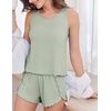 image:imageEkouaer 2 Pieces Womens Tank Top Pajamas Set Soft Sleepwear Sleeveless Cami and Shorts Summer Loungewear Pjs SetLight Green