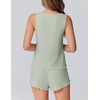image:imageEkouaer 2 Pieces Womens Tank Top Pajamas Set Soft Sleepwear Sleeveless Cami and Shorts Summer Loungewear Pjs SetLight Green