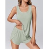 image:imageEkouaer 2 Pieces Womens Tank Top Pajamas Set Soft Sleepwear Sleeveless Cami and Shorts Summer Loungewear Pjs SetLight Green