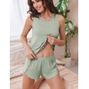 image:imageEkouaer 2 Pieces Womens Tank Top Pajamas Set Soft Sleepwear Sleeveless Cami and Shorts Summer Loungewear Pjs SetLight Green