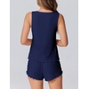 image:imageEkouaer 2 Pieces Womens Tank Top Pajamas Set Soft Sleepwear Sleeveless Cami and Shorts Summer Loungewear Pjs SetNavy Blue