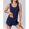 image:imageEkouaer 2 Pieces Womens Tank Top Pajamas Set Soft Sleepwear Sleeveless Cami and Shorts Summer Loungewear Pjs SetNavy Blue
