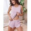 image:imageEkouaer 2 Pieces Womens Tank Top Pajamas Set Soft Sleepwear Sleeveless Cami and Shorts Summer Loungewear Pjs SetPink