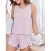 image:imageEkouaer 2 Pieces Womens Tank Top Pajamas Set Soft Sleepwear Sleeveless Cami and Shorts Summer Loungewear Pjs SetPink