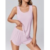 image:imageEkouaer 2 Pieces Womens Tank Top Pajamas Set Soft Sleepwear Sleeveless Cami and Shorts Summer Loungewear Pjs SetPink