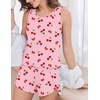 image:imageEkouaer 2 Pieces Womens Tank Top Pajamas Set Soft Sleepwear Sleeveless Cami and Shorts Summer Loungewear Pjs SetPink Cherry
