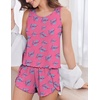 image:imageEkouaer 2 Pieces Womens Tank Top Pajamas Set Soft Sleepwear Sleeveless Cami and Shorts Summer Loungewear Pjs SetPink Green Heart