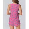image:imageEkouaer 2 Pieces Womens Tank Top Pajamas Set Soft Sleepwear Sleeveless Cami and Shorts Summer Loungewear Pjs SetPink Green Heart