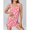 image:imageEkouaer 2 Pieces Womens Tank Top Pajamas Set Soft Sleepwear Sleeveless Cami and Shorts Summer Loungewear Pjs SetValentine Pink Leopard