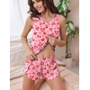 image:imageEkouaer 2 Pieces Womens Tank Top Pajamas Set Soft Sleepwear Sleeveless Cami and Shorts Summer Loungewear Pjs SetValentine Pink Leopard