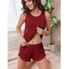 image:imageEkouaer 2 Pieces Womens Tank Top Pajamas Set Soft Sleepwear Sleeveless Cami and Shorts Summer Loungewear Pjs SetWine Red
