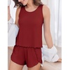 image:imageEkouaer 2 Pieces Womens Tank Top Pajamas Set Soft Sleepwear Sleeveless Cami and Shorts Summer Loungewear Pjs SetWine Red