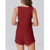 image:imageEkouaer 2 Pieces Womens Tank Top Pajamas Set Soft Sleepwear Sleeveless Cami and Shorts Summer Loungewear Pjs SetWine Red