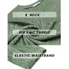 image:imageEkouaer Biker Short Sets Women 2 Piece Outfits Ribbed Pajama Short Sleeve Workout SetDark Green