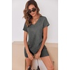 image:imageEkouaer Biker Short Sets Women 2 Piece Outfits Ribbed Pajama Short Sleeve Workout SetGrey