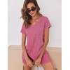 image:imageEkouaer Biker Short Sets Women 2 Piece Outfits Ribbed Pajama Short Sleeve Workout SetRose Red