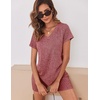 image:imageEkouaer Biker Short Sets Women 2 Piece Outfits Ribbed Pajama Short Sleeve Workout SetWine Red