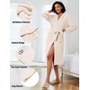 image:imageEkouaer Fleece Robes for Women with Hooded Warm Soft Cozy Long Plush Bathrobe SXXLBbeige