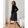 image:imageEkouaer Fleece Robes for Women with Hooded Warm Soft Cozy Long Plush Bathrobe SXXLBblack
