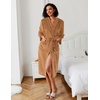 image:imageEkouaer Fleece Robes for Women with Hooded Warm Soft Cozy Long Plush Bathrobe SXXLBbrown