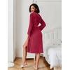 image:imageEkouaer Fleece Robes for Women with Hooded Warm Soft Cozy Long Plush Bathrobe SXXLBwine Red