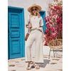 image:imageEkouaer Lounge Set for Women Travel Outfits 2 Piece Sets Short Sleeve Sweater Top Wide Leg Long Pants LoungewearApricot