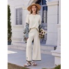 image:imageEkouaer Lounge Set for Women Travel Outfits 2 Piece Sets Short Sleeve Sweater Top Wide Leg Long Pants LoungewearApricot