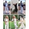 image:imageEkouaer Lounge Set for Women Travel Outfits 2 Piece Sets Short Sleeve Sweater Top Wide Leg Long Pants LoungewearApricot