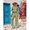 image:imageEkouaer Lounge Set for Women Travel Outfits 2 Piece Sets Short Sleeve Sweater Top Wide Leg Long Pants LoungewearArmy Green