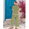 image:imageEkouaer Lounge Set for Women Travel Outfits 2 Piece Sets Short Sleeve Sweater Top Wide Leg Long Pants LoungewearArmy Green