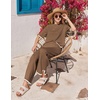 image:imageEkouaer Lounge Set for Women Travel Outfits 2 Piece Sets Short Sleeve Sweater Top Wide Leg Long Pants LoungewearBrown