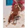 image:imageEkouaer Lounge Set for Women Travel Outfits 2 Piece Sets Short Sleeve Sweater Top Wide Leg Long Pants LoungewearCaramel