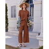 image:imageEkouaer Lounge Set for Women Travel Outfits 2 Piece Sets Short Sleeve Sweater Top Wide Leg Long Pants LoungewearCaramel