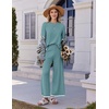 image:imageEkouaer Lounge Set for Women Travel Outfits 2 Piece Sets Short Sleeve Sweater Top Wide Leg Long Pants LoungewearDark Peacock Blue