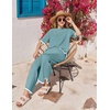 image:imageEkouaer Lounge Set for Women Travel Outfits 2 Piece Sets Short Sleeve Sweater Top Wide Leg Long Pants LoungewearDark Peacock Blue