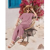 image:imageEkouaer Lounge Set for Women Travel Outfits 2 Piece Sets Short Sleeve Sweater Top Wide Leg Long Pants LoungewearDark Pink