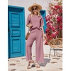 image:imageEkouaer Lounge Set for Women Travel Outfits 2 Piece Sets Short Sleeve Sweater Top Wide Leg Long Pants LoungewearDark Pink