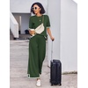 image:imageEkouaer Lounge Set for Women Travel Outfits 2 Piece Sets Short Sleeve Sweater Top Wide Leg Long Pants LoungewearGreen