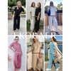 image:imageEkouaer Lounge Set for Women Travel Outfits 2 Piece Sets Short Sleeve Sweater Top Wide Leg Long Pants LoungewearGreen