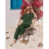image:imageEkouaer Lounge Set for Women Travel Outfits 2 Piece Sets Short Sleeve Sweater Top Wide Leg Long Pants LoungewearGreen