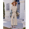 image:imageEkouaer Lounge Set for Women Travel Outfits 2 Piece Sets Short Sleeve Sweater Top Wide Leg Long Pants LoungewearMoon Gray