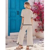 image:imageEkouaer Lounge Set for Women Travel Outfits 2 Piece Sets Short Sleeve Sweater Top Wide Leg Long Pants LoungewearMoon Gray