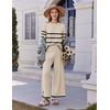 image:imageEkouaer Lounge Set for Women Travel Outfits 2 Piece Sets Short Sleeve Sweater Top Wide Leg Long Pants LoungewearStripe