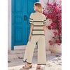 image:imageEkouaer Lounge Set for Women Travel Outfits 2 Piece Sets Short Sleeve Sweater Top Wide Leg Long Pants LoungewearStripe