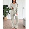 image:imageEkouaer Lounge Sets for Women Long Sleeve Knit Ribbed Pajama Sets 2 Piece Casual Loungewear with PocketsApricot