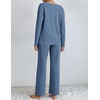 image:imageEkouaer Lounge Sets for Women Long Sleeve Knit Ribbed Pajama Sets 2 Piece Casual Loungewear with PocketsCaptains Blue